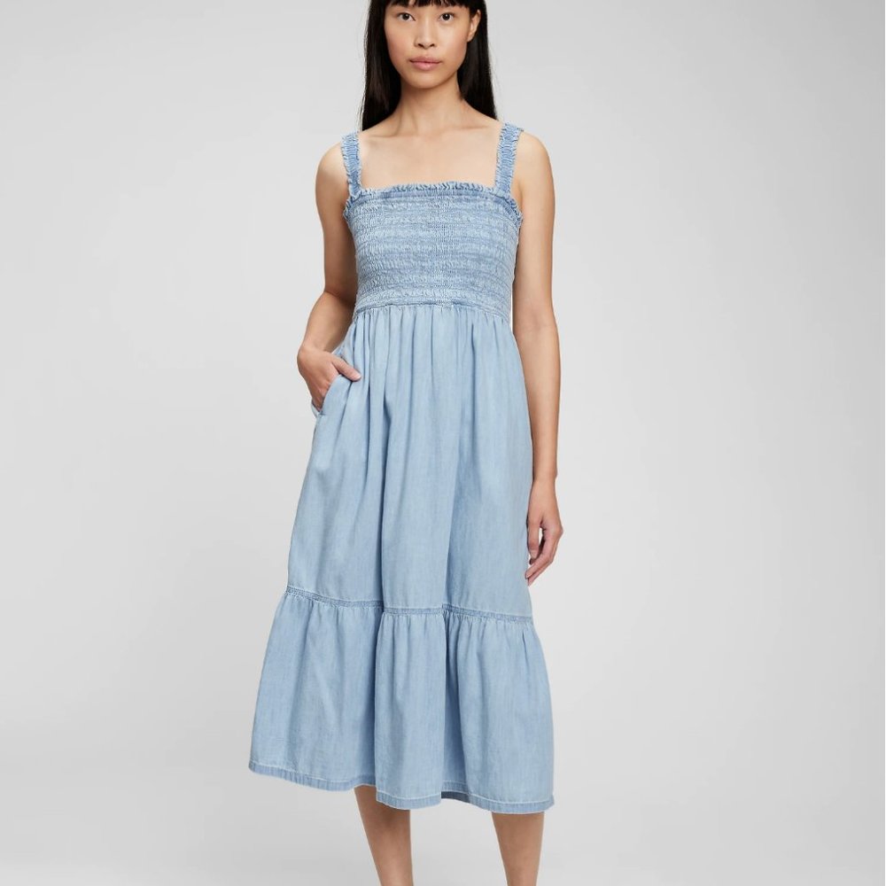 NWT Organic Cotton Smocked Midi Tank Dress with Washwell XS